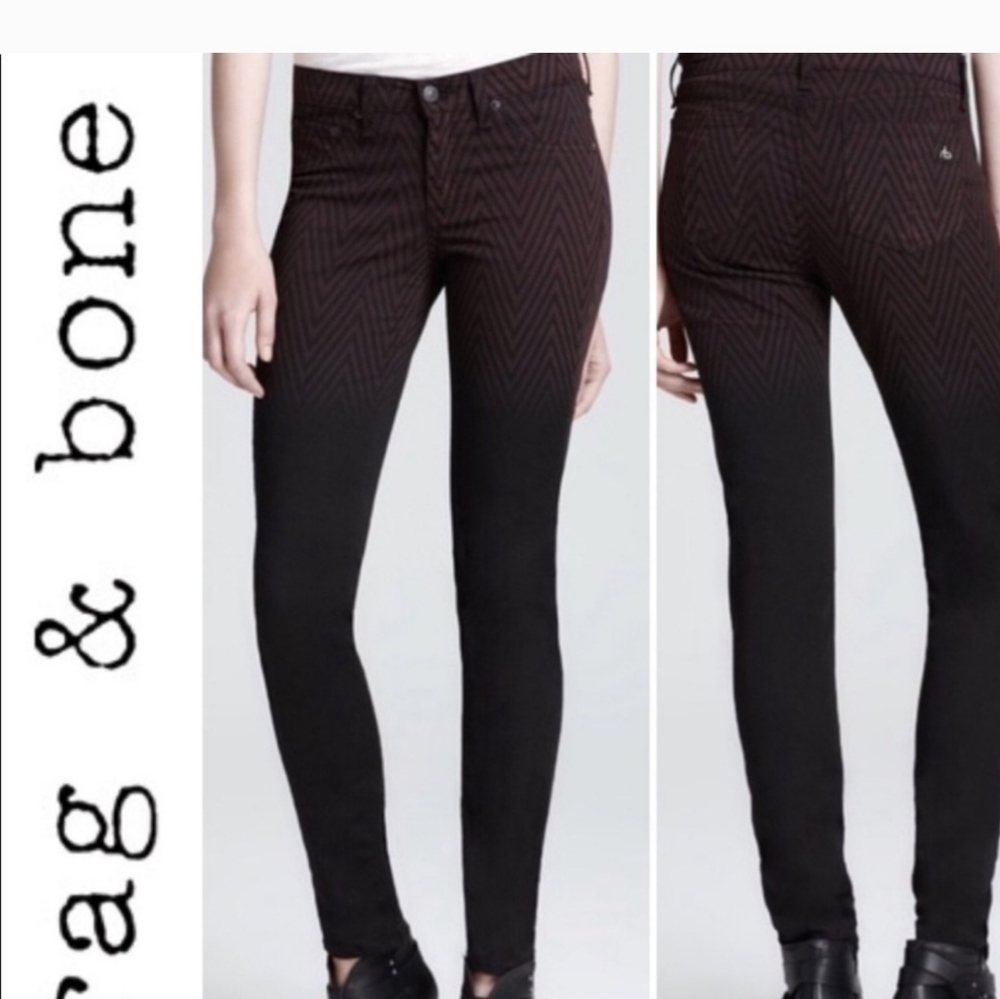 Rag and Bone  Size 32 Chevrn Ombre Black Jeans